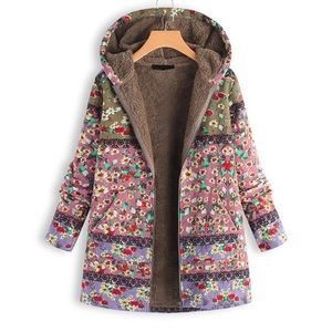 Quilt Coat Hooded Patchwork Jacket - Size 3X